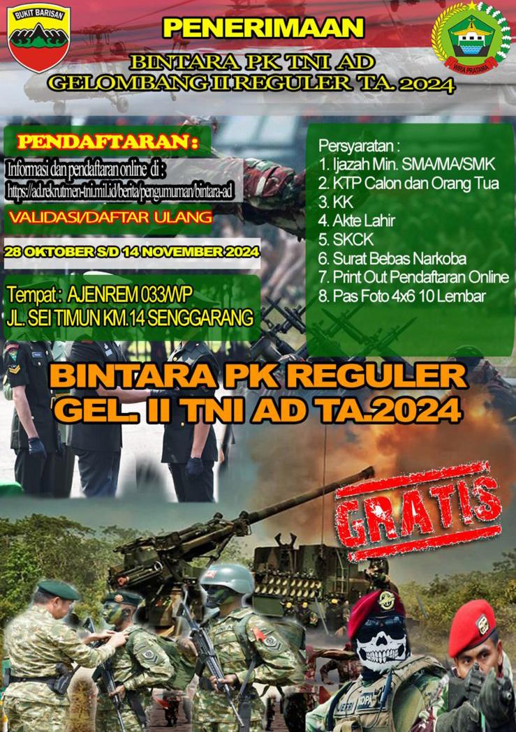 Kodim 0317/TBK Gencar Sosialisasikan Penerimaan Secaba PK TNI AD Gelombang II Tahun 2024