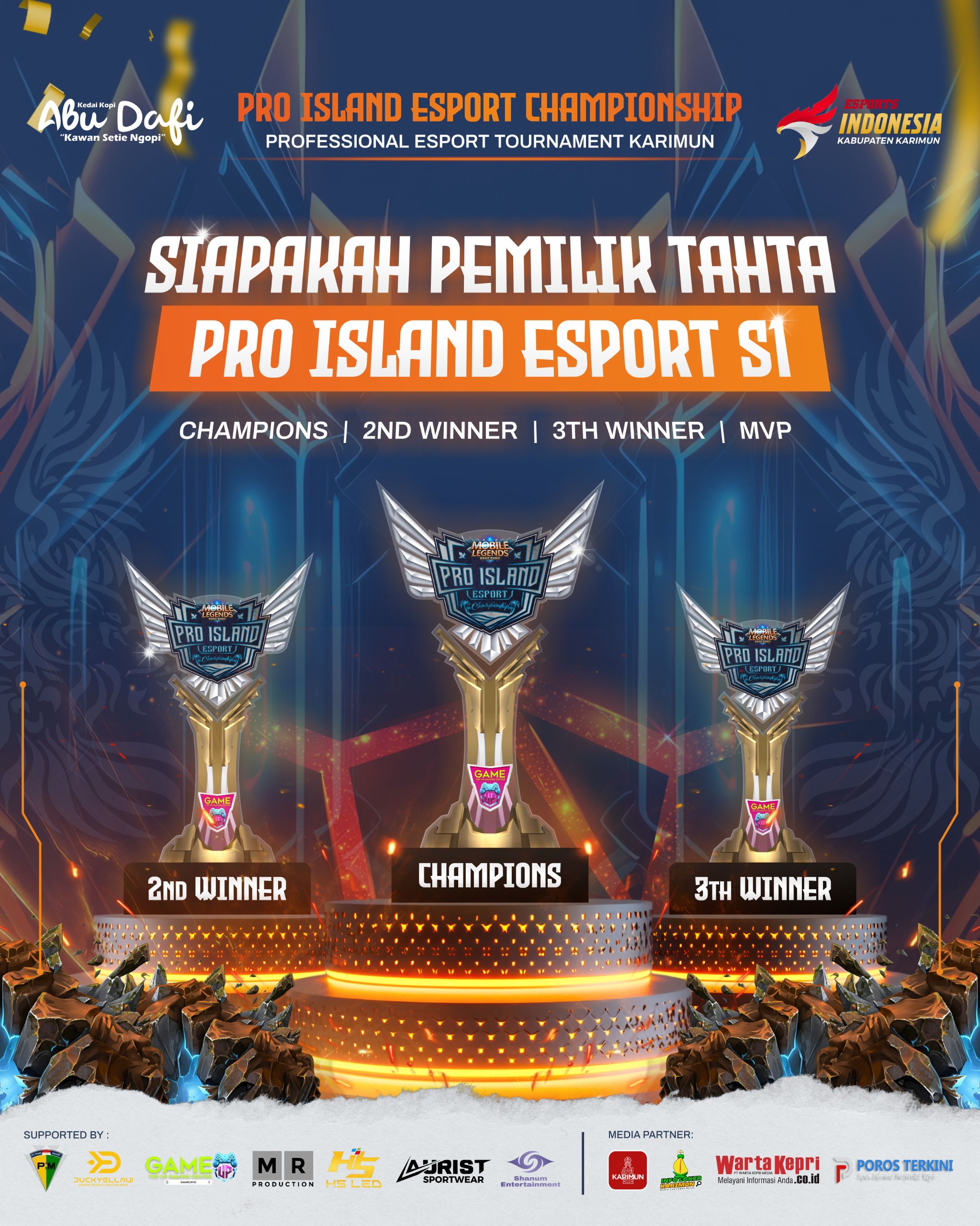 PIS (Pro Island) Esport Championship 2025 resmi merilis trophy eksklusif untuk diperbutkan para tim E-sport Mobile Legends di Karimun.