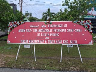 Warga Buru Kirim Karangan Bunga Dukung Kodim 0317/TBK Berantas Narkoba