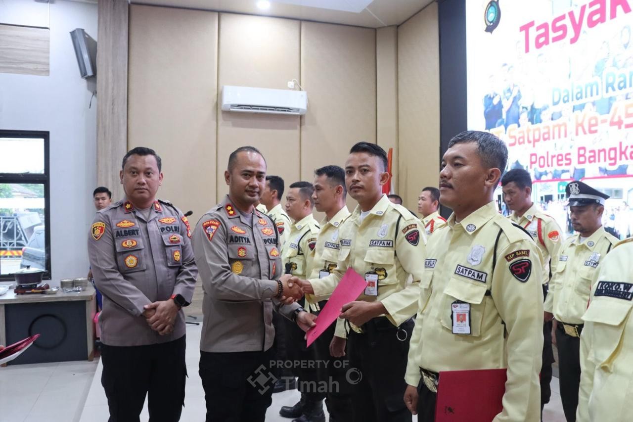 Sembilan Personel Satpam PT TIMAH Tbk Terima Penghargaan dari Kapolres Bangka Barat