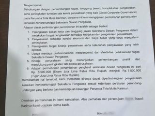 Dinilai Tak Bersyukur, Sekretaris Dewas Perumda Tirta Mulia Karimun Diduga Desak Naik Gaji di Tengah Era Efisiensi Presiden Prabowo